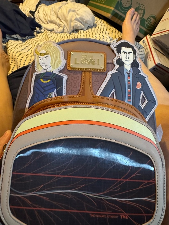 Loungefly Handbags - Loungefly Loki Time Variance Authority Brown & Tan Mini Backpack venticular